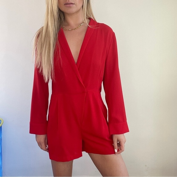 Red Long Sleeve Romper - Picture 5 of 8